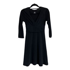 Patagonia Dress Womens Size XS Black Eva Luna Empire Wrap-Style Casual Chic